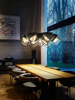 Интериор на стаята, led художествена полилей, висящ лампа, Коледна украса, прост, модерен дизайн на ресторант в скандинавски стар стил, кабинет