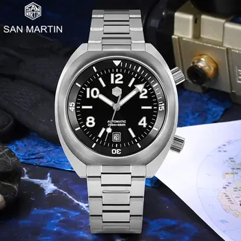San Martin-Добрите Луксозни Мъжки ръчни часовници за Водолази BGW-9 С Светящимся сапфирено стъкло YN55, мъжки автоматичен часовник, водоустойчив на 200 м