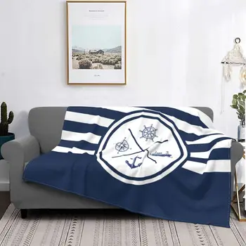 Синьо кораби декоративно одеяло с котва, потребителско меко фланелевое одеяло, дышащее топлинното Спално бельо и пътното одеяло