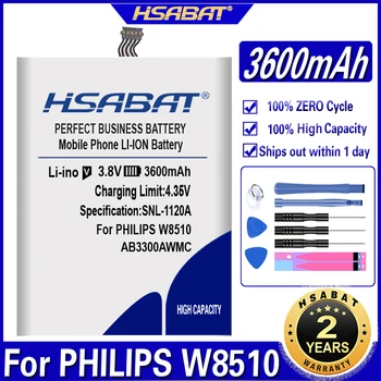 Батерия HSABAT AB3300AWMC батерия 3600mah За PHILIPS W8510 Xenium W8510 Battery Батерията версия AB3300AWMC B